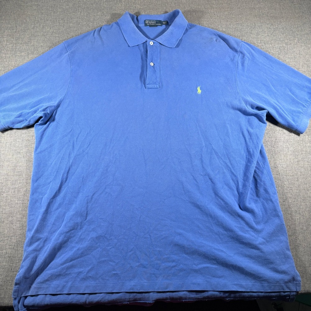 Polo Ralph Lauren Polo Shirt Mens 2XLT Blue Short Sleeve Pique Cotton
